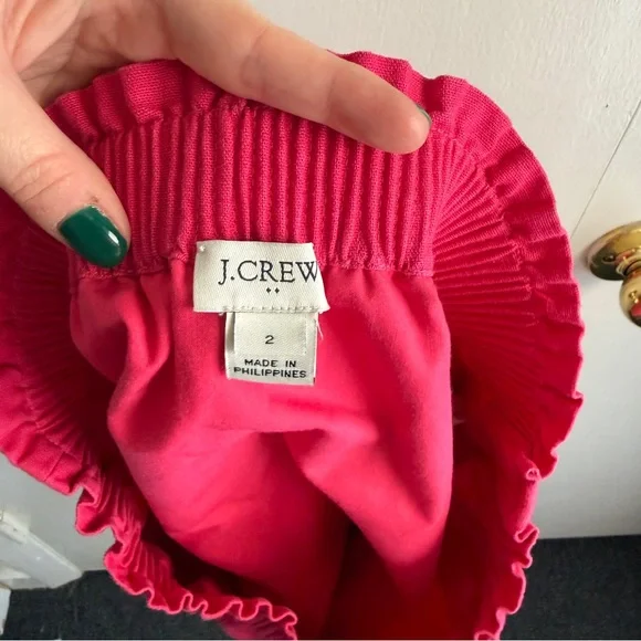 J. Crew Linen Cotton Scalloped Mini Skirt Pink Lined Women’s Size 2 - Picture 3 of 11